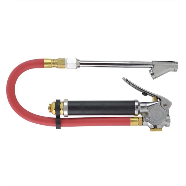 Interstate Pneumatics Heavy Duty Inflator 10-120 PSI w/ 12 Inch Red Rubber Hose Whipend & 6 Inch Dual Foot Truck Chuck TF5137 - main